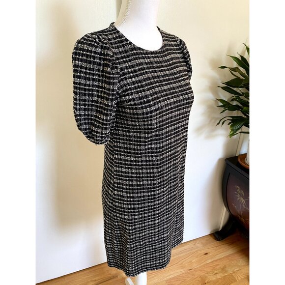 ⚫ ⚪ Chic Zara b&w shift dress with puff sleeves in tweed-like fabric ⚪ ⚫ - Picture 3 of 8